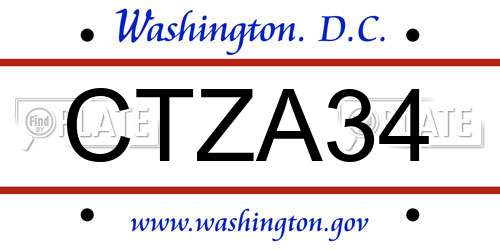 CTZA34 District Of Columbia License Plate
