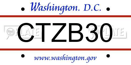 CTZB30 District Of Columbia License Plate