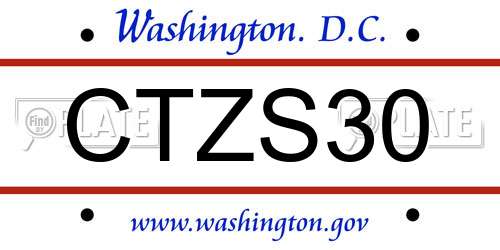 CTZS30 District Of Columbia License Plate