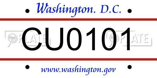 CU0101 District Of Columbia License Plate