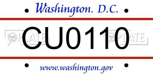 CU0110 District Of Columbia License Plate