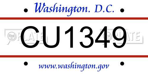 CU1349 District Of Columbia License Plate