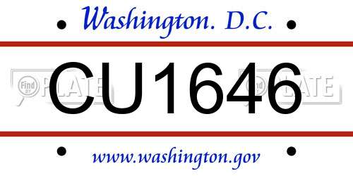 CU1646 District Of Columbia License Plate