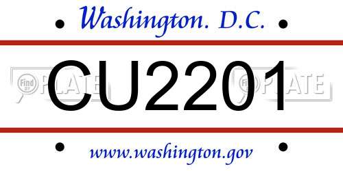 CU2201 District Of Columbia License Plate