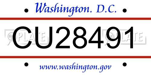 CU28491 District Of Columbia License Plate