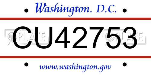 CU42753 District Of Columbia License Plate