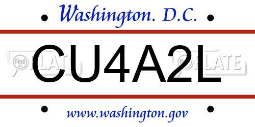 CU4A2L District Of Columbia License Plate