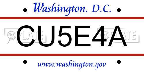 CU5E4A District Of Columbia License Plate