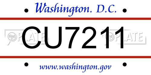 CU7211 District Of Columbia License Plate