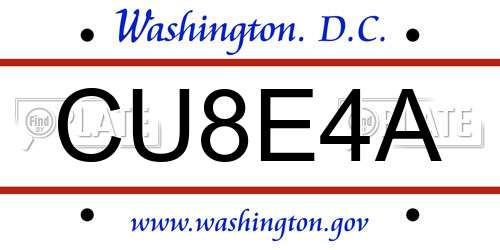 CU8E4A District Of Columbia License Plate