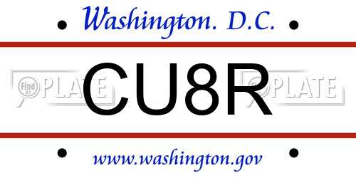 CU8R District Of Columbia License Plate