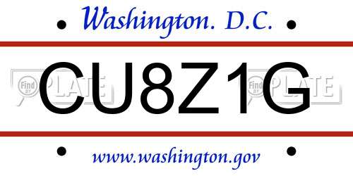 CU8Z1G District Of Columbia License Plate