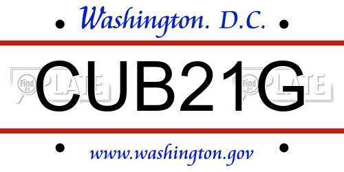 CUB21G District Of Columbia License Plate