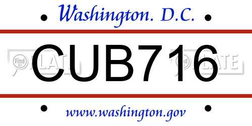 CUB716 District Of Columbia License Plate