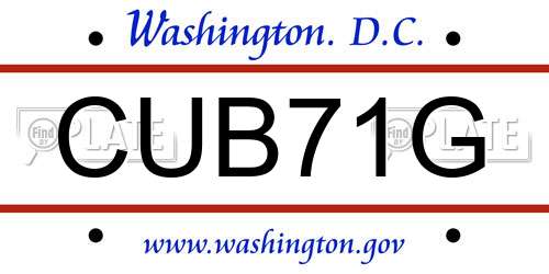 CUB71G District Of Columbia License Plate