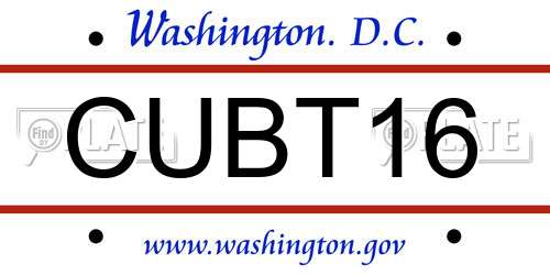 CUBT16 District Of Columbia License Plate