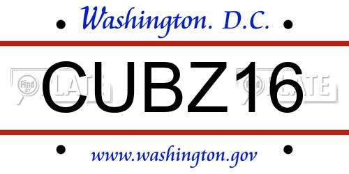 CUBZ16 District Of Columbia License Plate