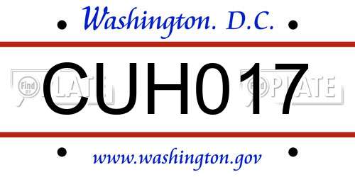 CUH017 District Of Columbia License Plate