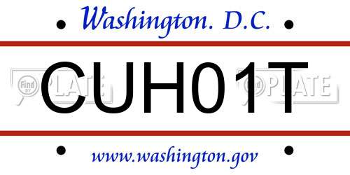 CUH01T District Of Columbia License Plate