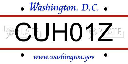 CUH01Z District Of Columbia License Plate