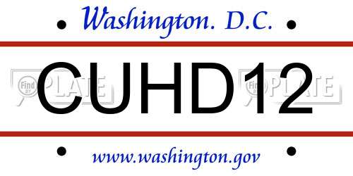 CUHD12 District Of Columbia License Plate