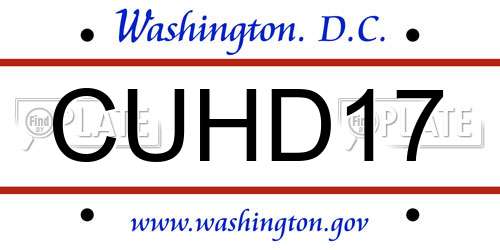 CUHD17 District Of Columbia License Plate