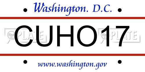 CUHO17 District Of Columbia License Plate