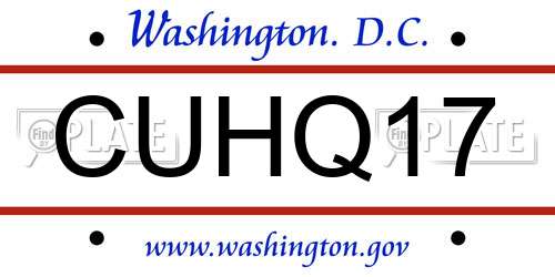 CUHQ17 District Of Columbia License Plate
