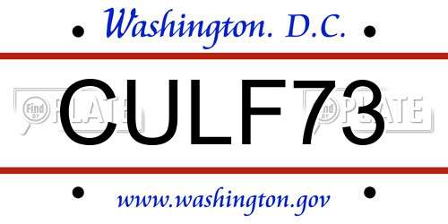CULF73 District Of Columbia License Plate