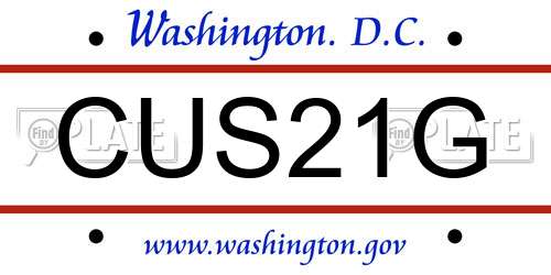 CUS21G District Of Columbia License Plate