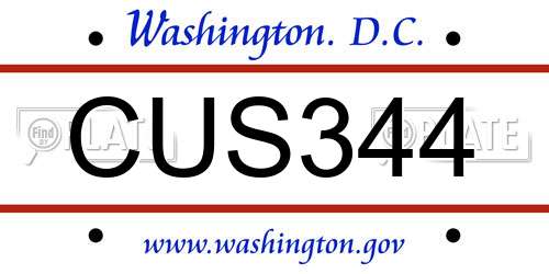 CUS344 District Of Columbia License Plate