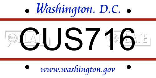 CUS716 District Of Columbia License Plate