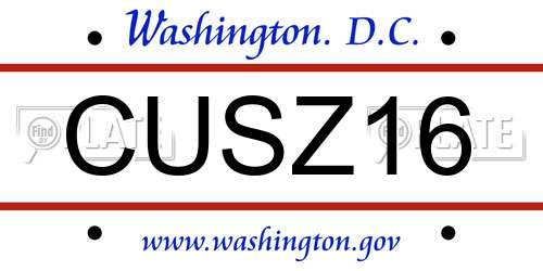 CUSZ16 District Of Columbia License Plate