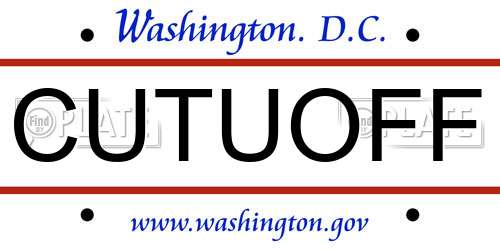 CUTUOFF District Of Columbia License Plate