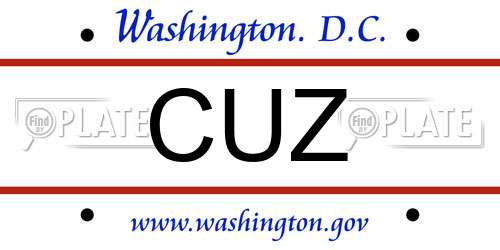 CUZ District Of Columbia License Plate