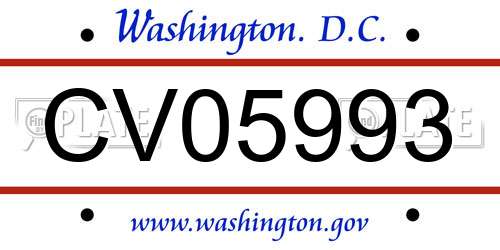 CV05993 District Of Columbia License Plate