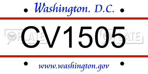CV1505 District Of Columbia License Plate