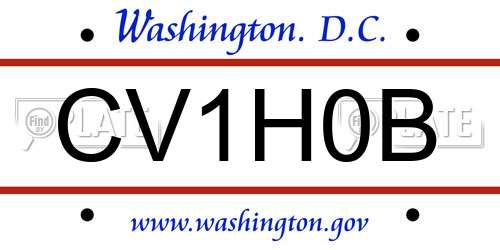 CV1H0B District Of Columbia License Plate