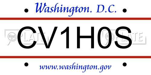 CV1H0S District Of Columbia License Plate