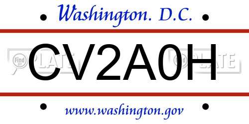 CV2A0H District Of Columbia License Plate
