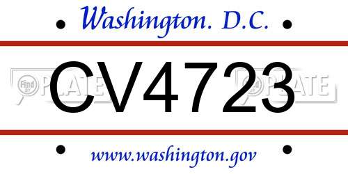 CV4723 District Of Columbia License Plate