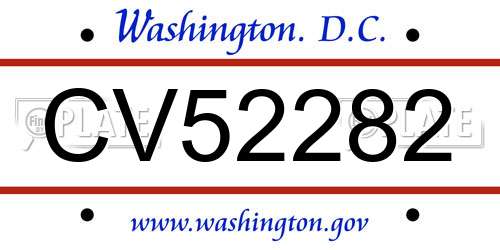 CV52282 District Of Columbia License Plate