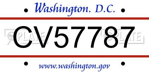 CV57787 District Of Columbia License Plate