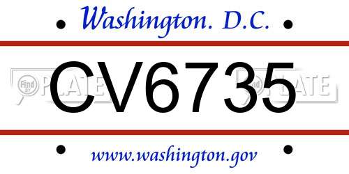 CV6735 District Of Columbia License Plate