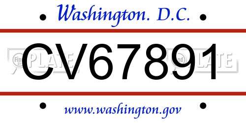 CV67891 District Of Columbia License Plate