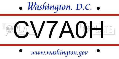 CV7A0H District Of Columbia License Plate
