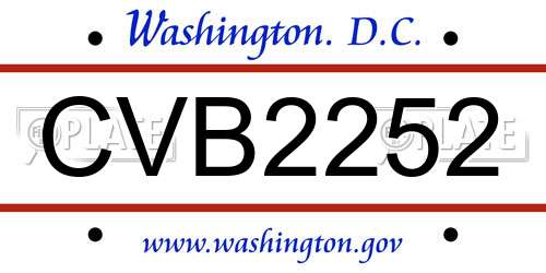 CVB2252 District Of Columbia License Plate