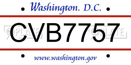 CVB7757 District Of Columbia License Plate