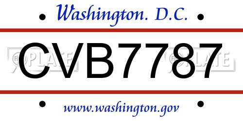 CVB7787 District Of Columbia License Plate