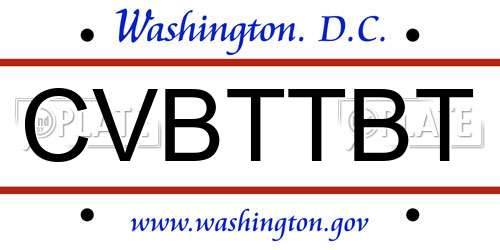 CVBTTBT District Of Columbia License Plate